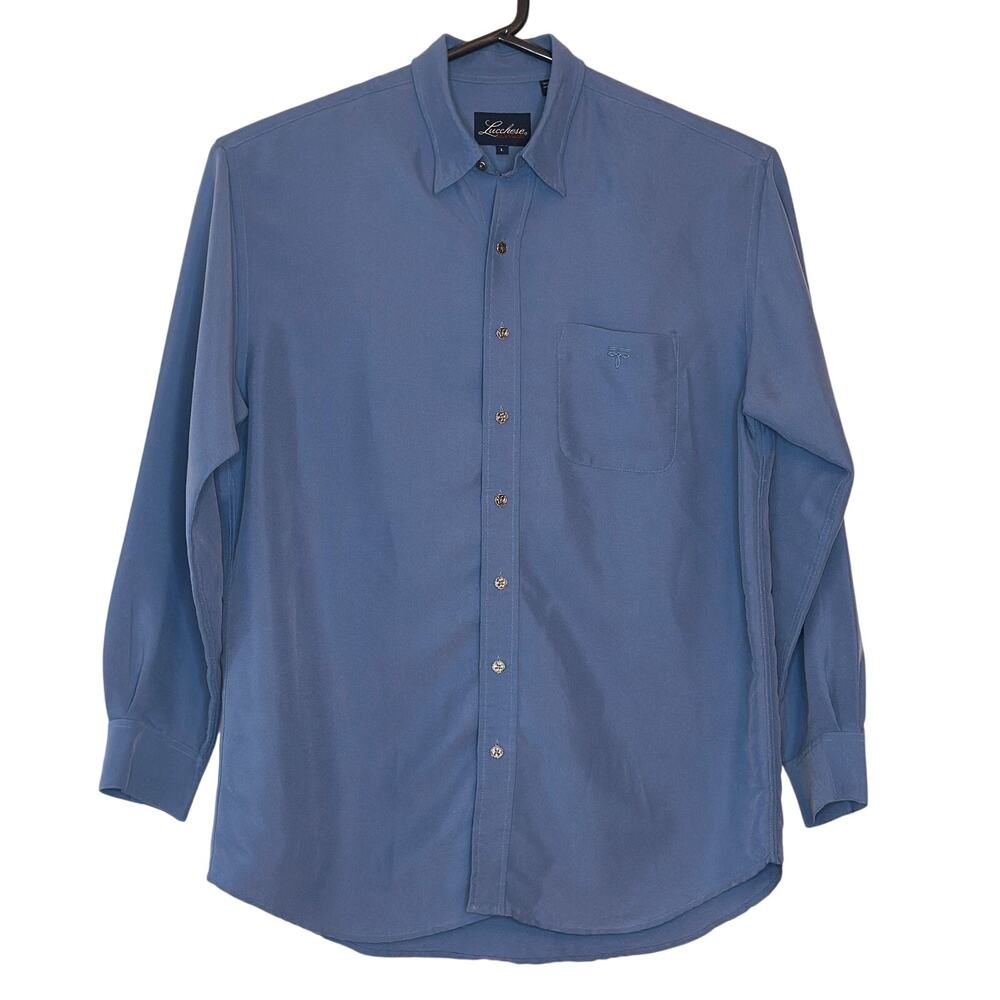 Lucchese Classics Western Shirt Men L Blue Long Sleeve Button Rodeo Ranch *Read